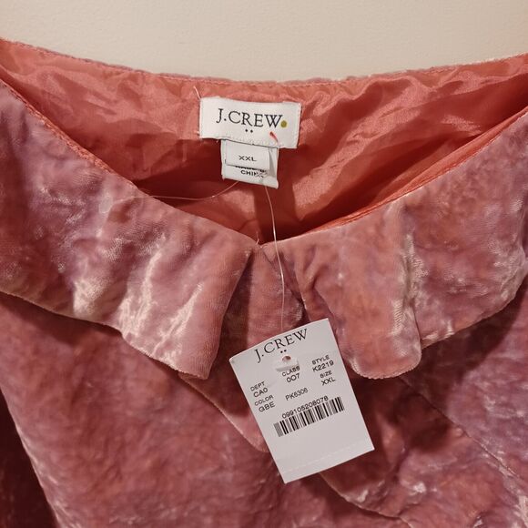 NWT J. Crew Pink Velvet Ruffle Cami Top PAjustable Straps V Neck Size 2XL - Picture 2 of 5